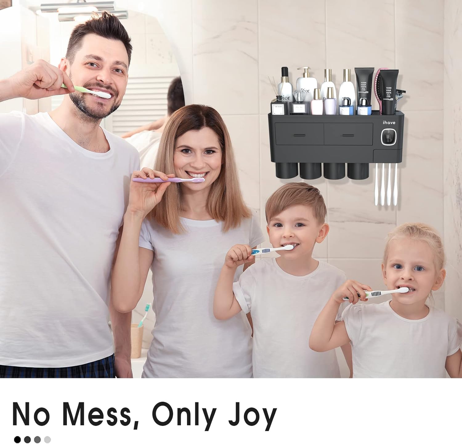 iHave Wall Mounted Toothbrush Holder with Dispenser