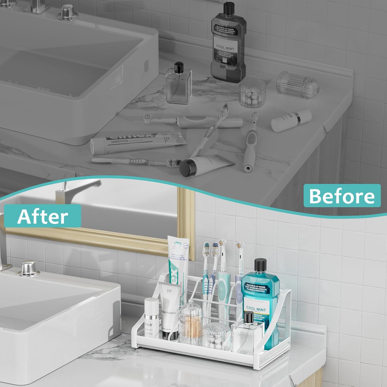 OVICAR Toothbrush Holder 7 Slots Instant Dry Bathroom Organizer