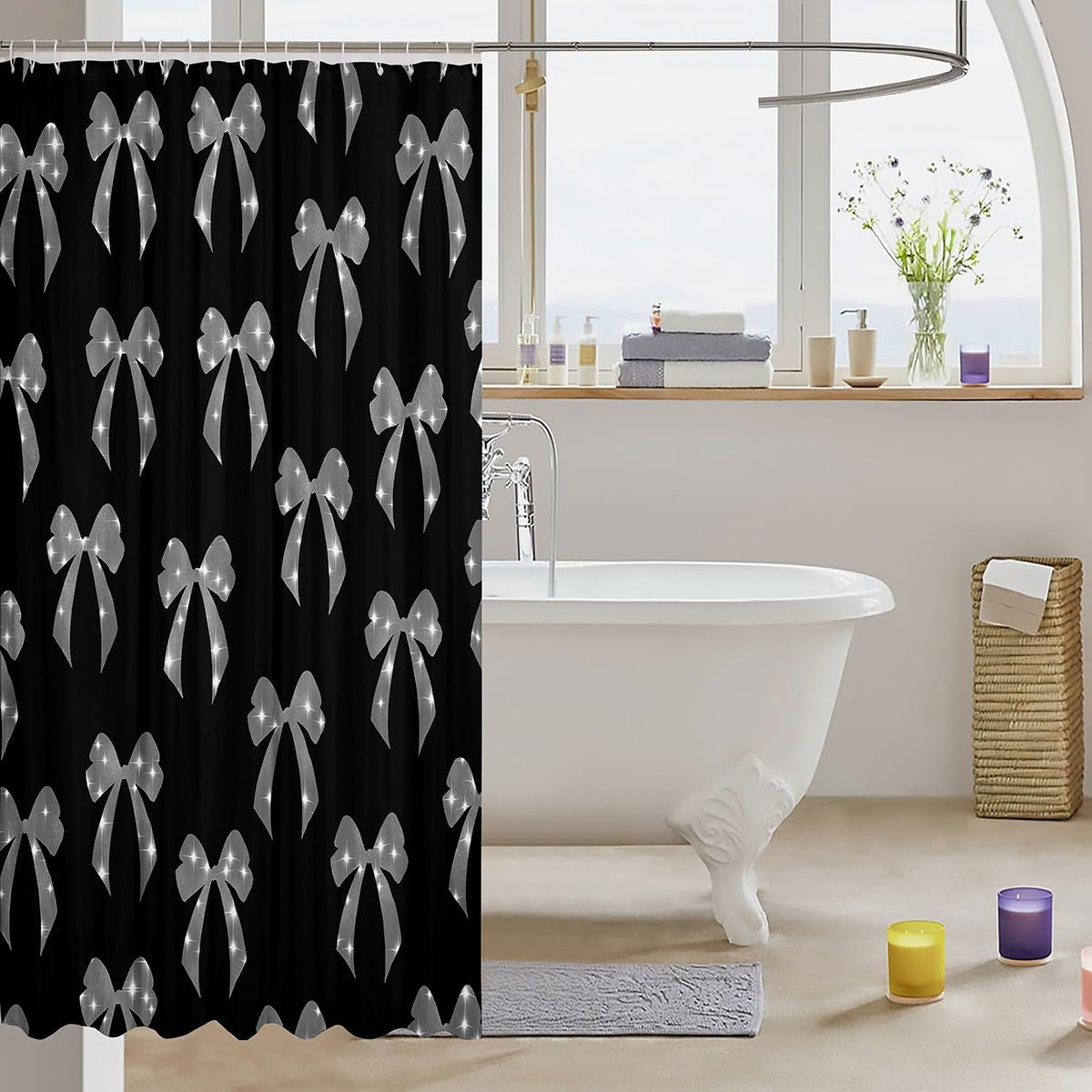 Feelyou Kids Bow Shower Curtain Set 72x72