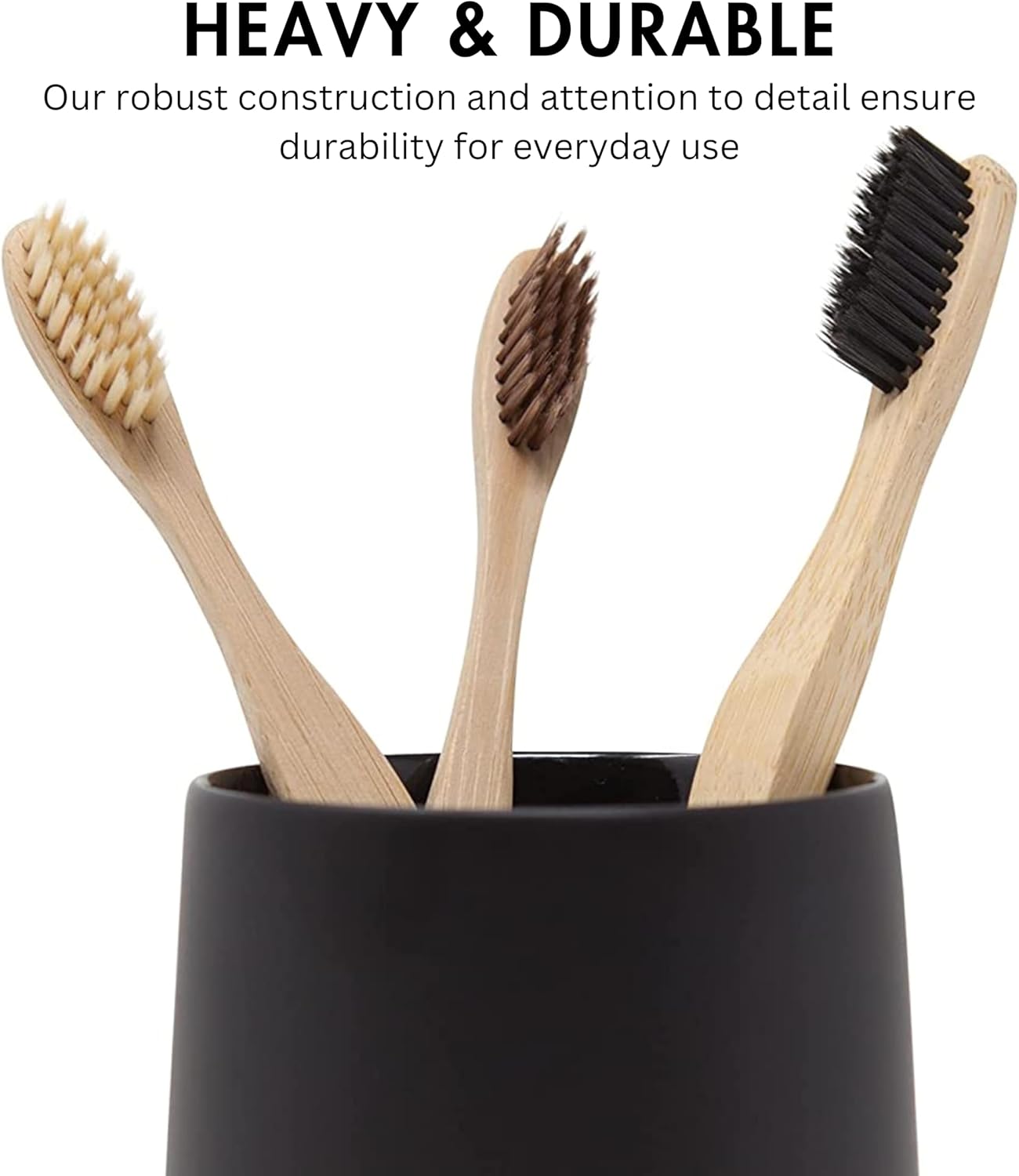 Matte Black Toothbrush Holder with Cup and Floss Rack