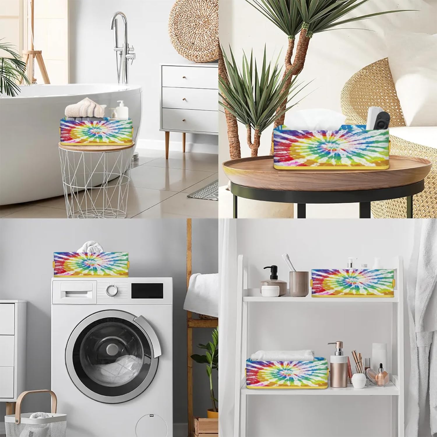 Snatocys Tie Dye Toilet Paper Basket with Handles 1