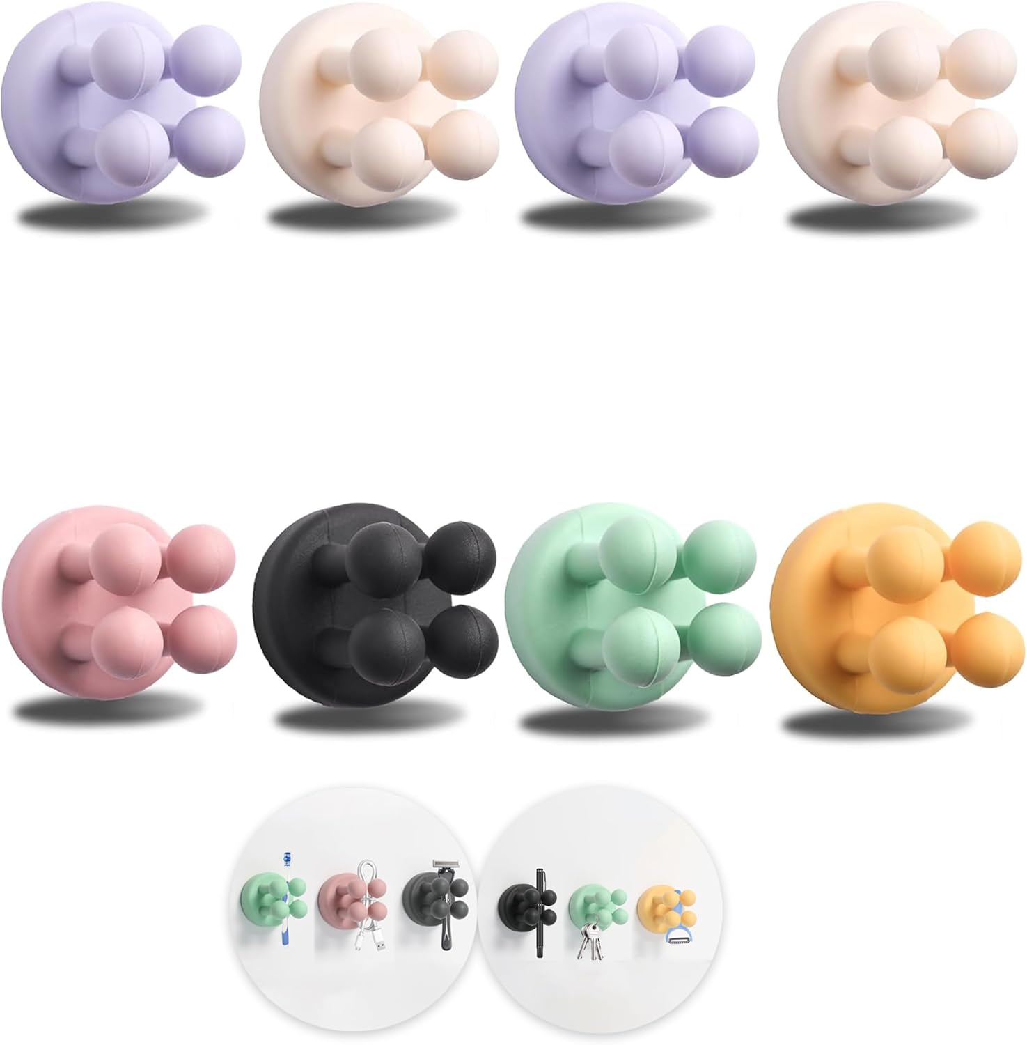 8Pcs Silicone Toothbrush Holders No Drilling Self Adhesive
