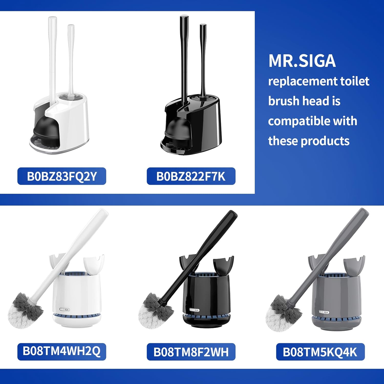 MRSIGA Premium Toilet Brush Replacement Head 2 Pack