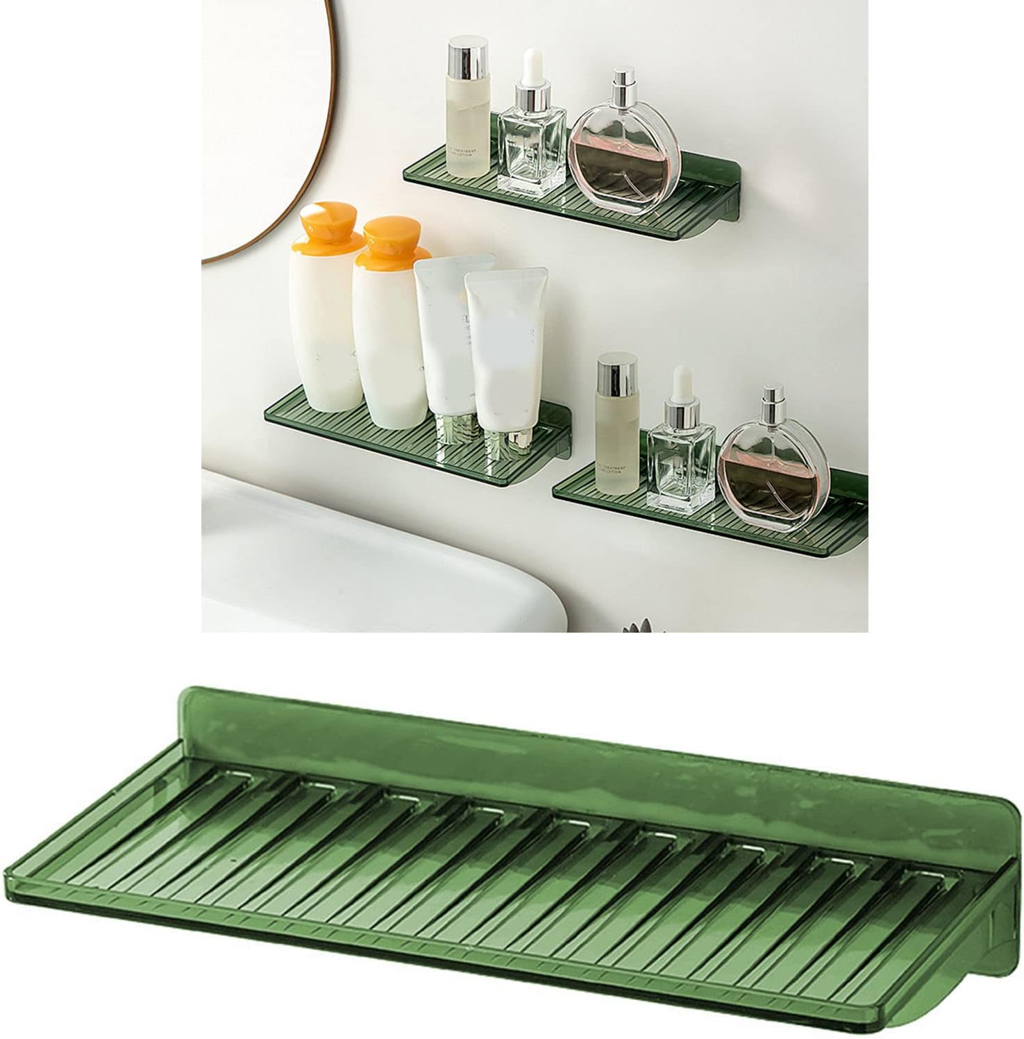 White Perforated Bathroom Storage Rack Organizer