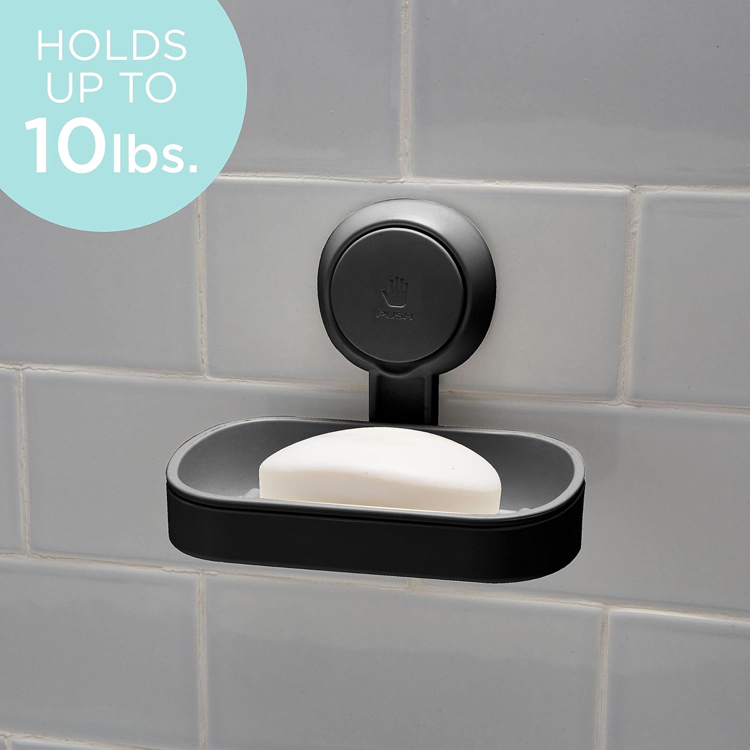 Bath Bliss Matte Black Gel Suction Soap Dish