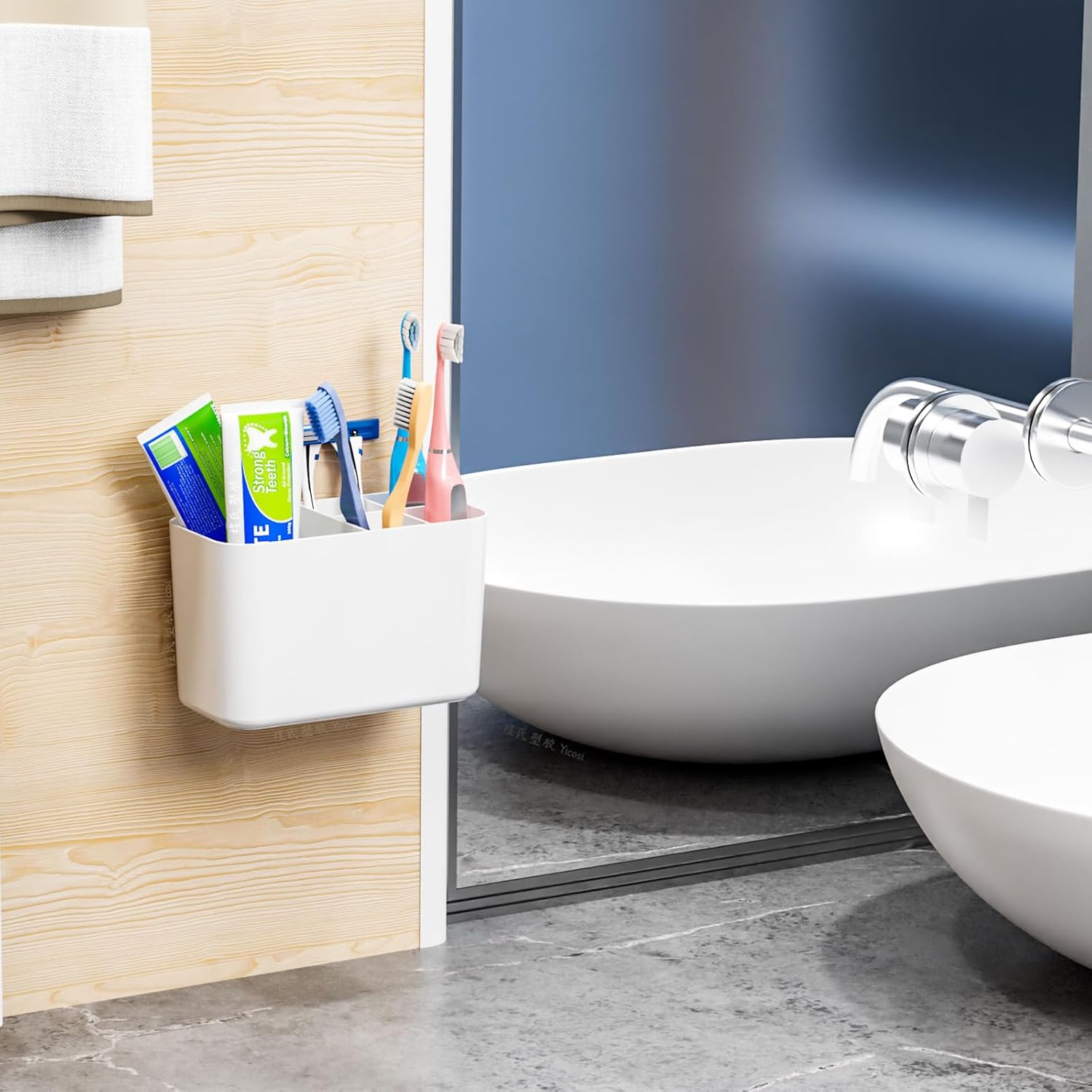 SuoXing 5 Slots Toothbrush Holder with 5 Compartments