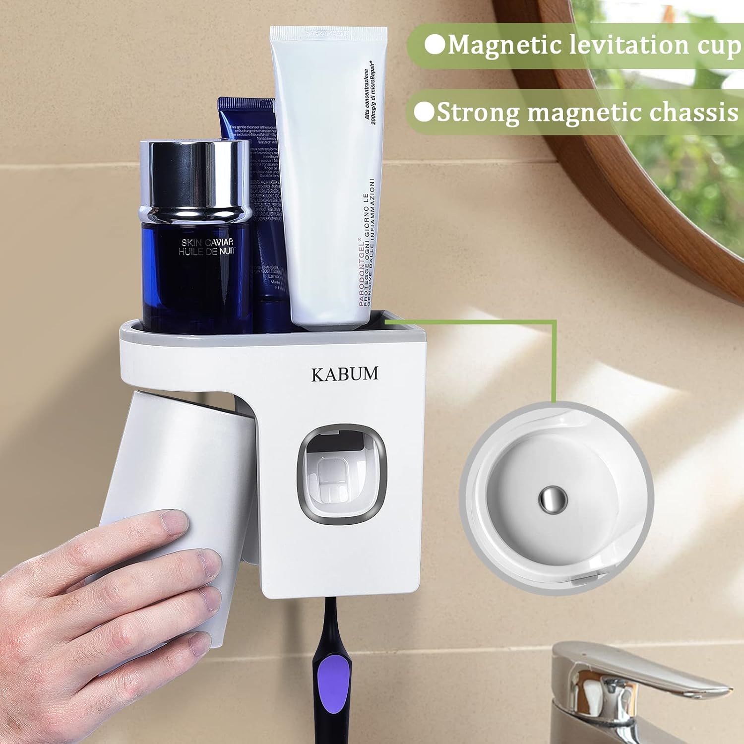 KABUM Toothbrush Holder - Wall Mounted Grey