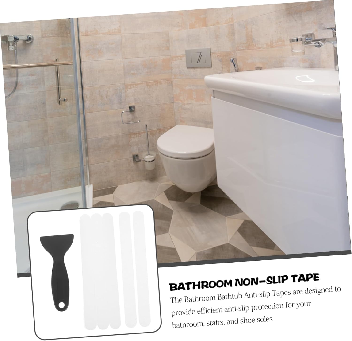 Holibanna 1Set Anti-Slip Bathtub Sticker with Scraper Adhesive