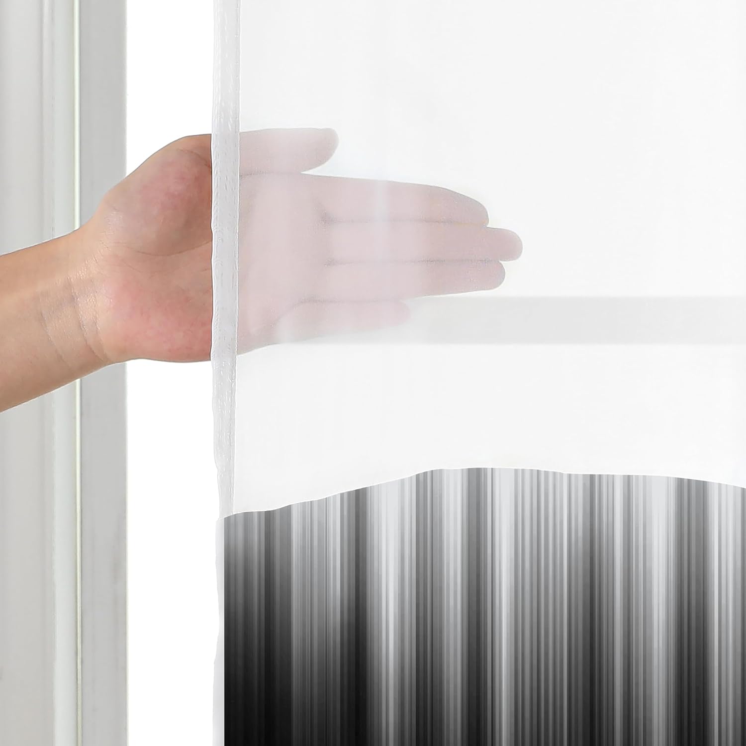 QeHoelyfe Ombre Black Shower Curtain with Snap Liner