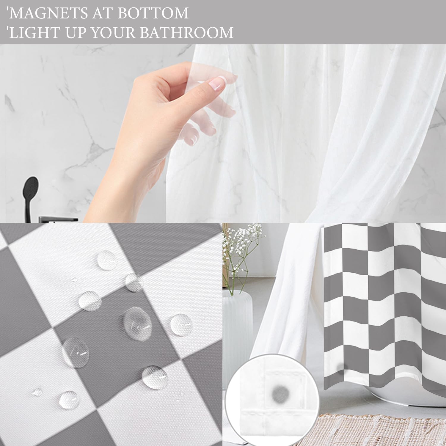 Tititex Luxury Snap-In Liner Shower Curtain Set