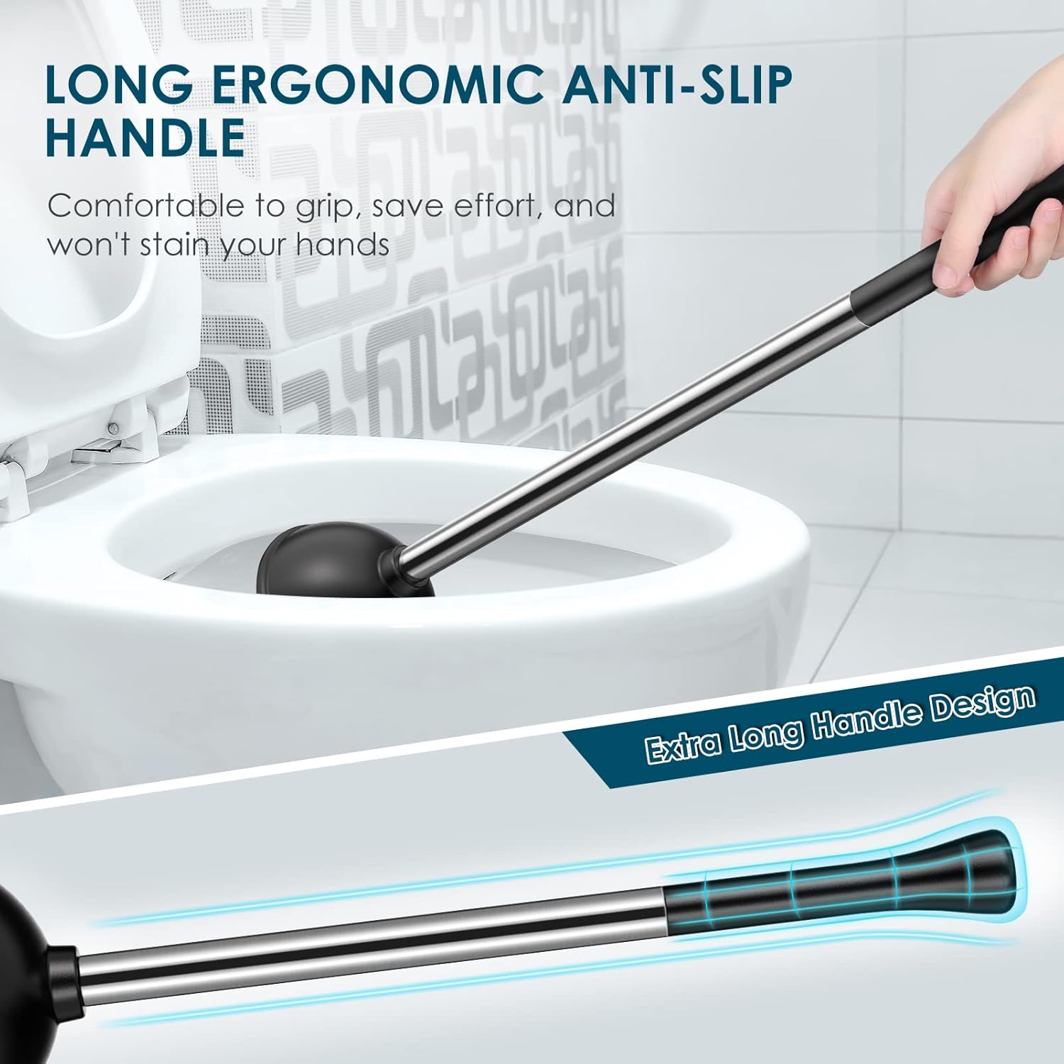 Roleader Toilet Plunger Brush Set with Covered Caddy