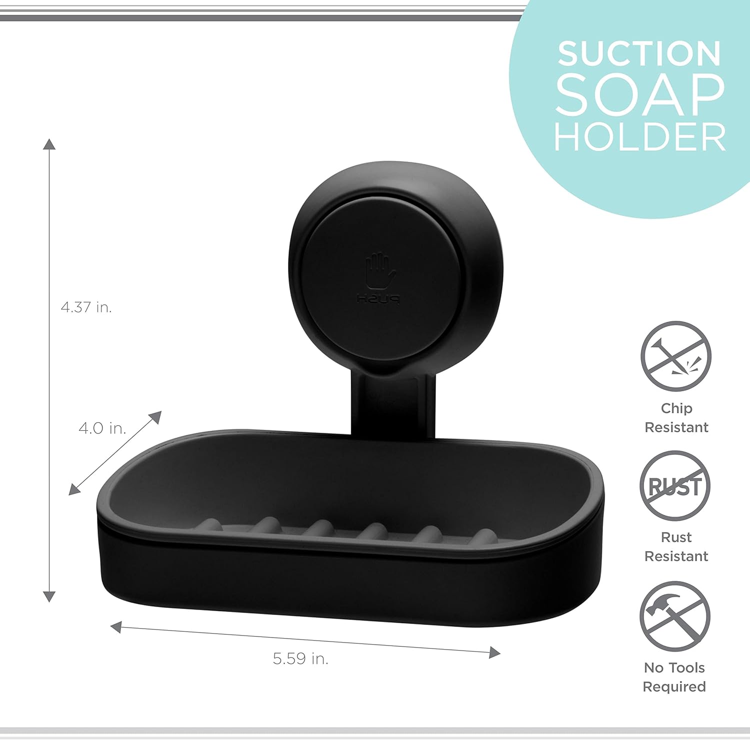 Bath Bliss Matte Black Gel Suction Soap Dish