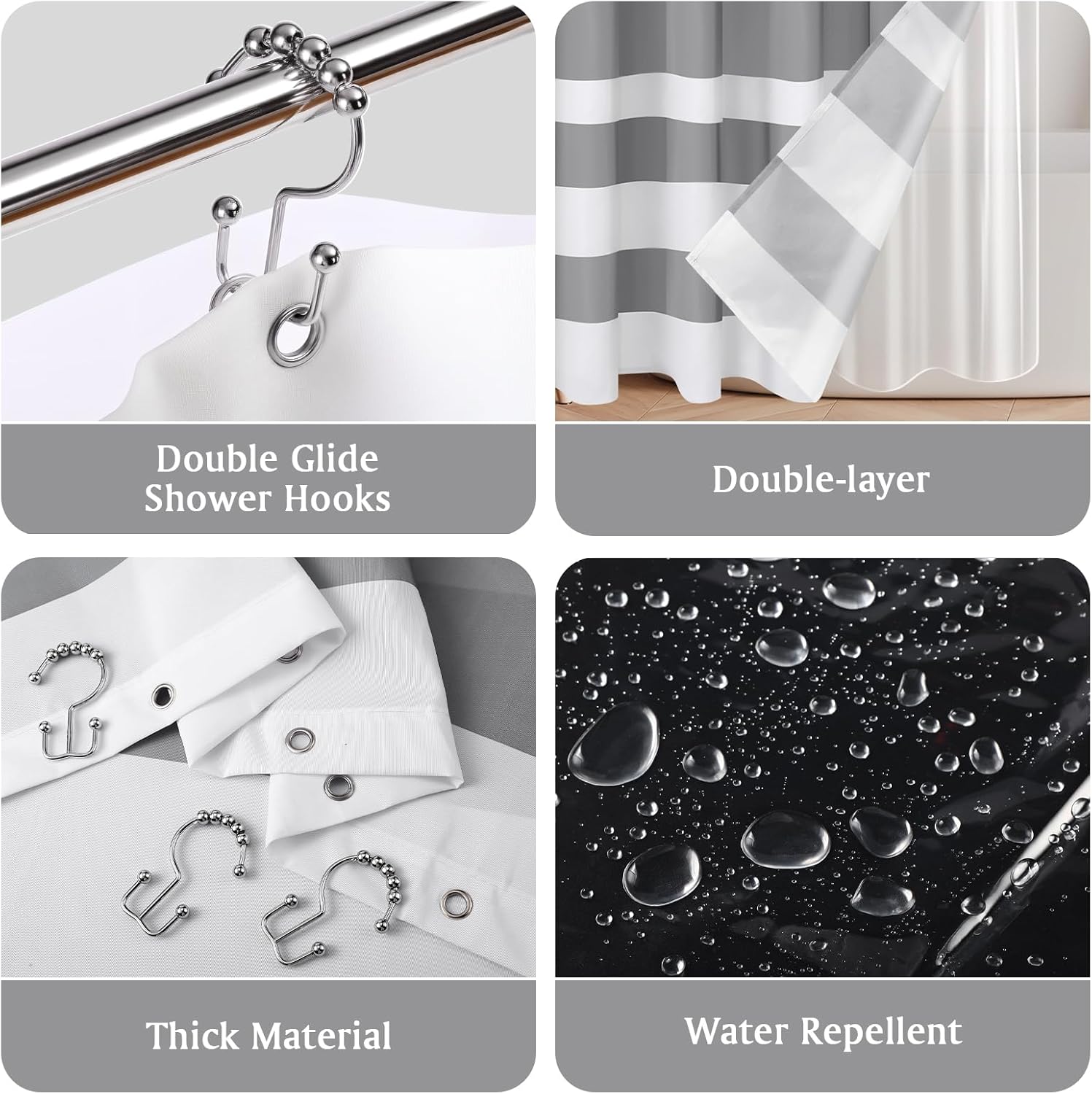 Tranqun Boho Farmhouse Shower Curtain Set with Tassel and Clear Liner