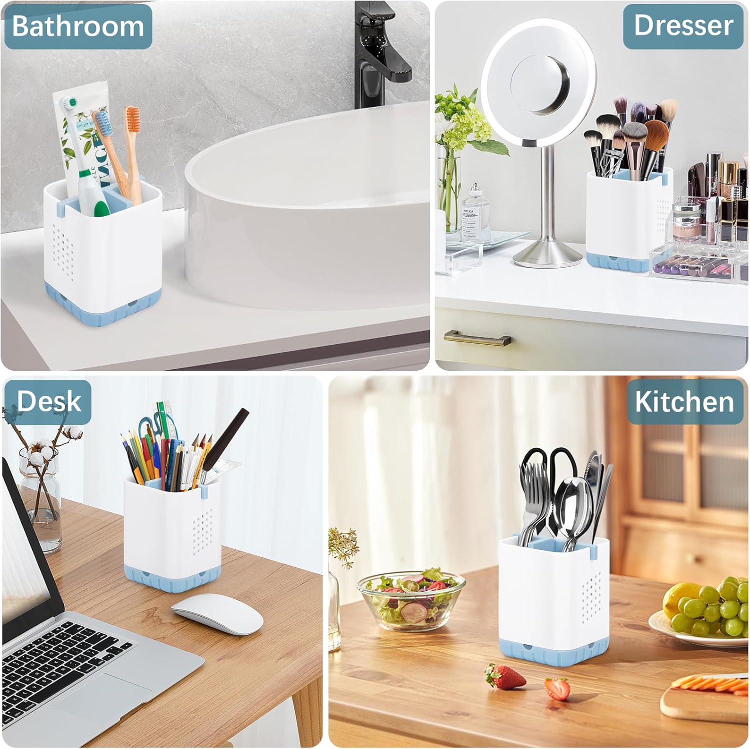 Boperzi Toothbrush Razor Holder with Drainage - Blue