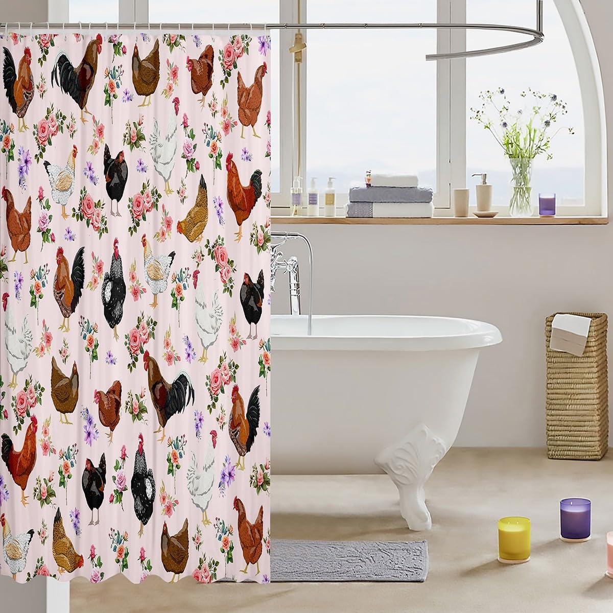Feelyou 72x78 Inch Cute Animals Shower Curtain Set