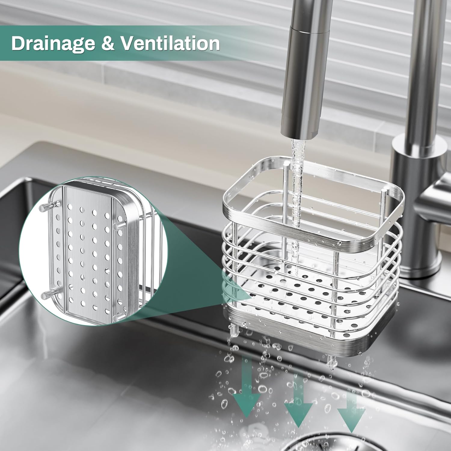 Stainless Steel Shower Toothbrush Holder with Drainage