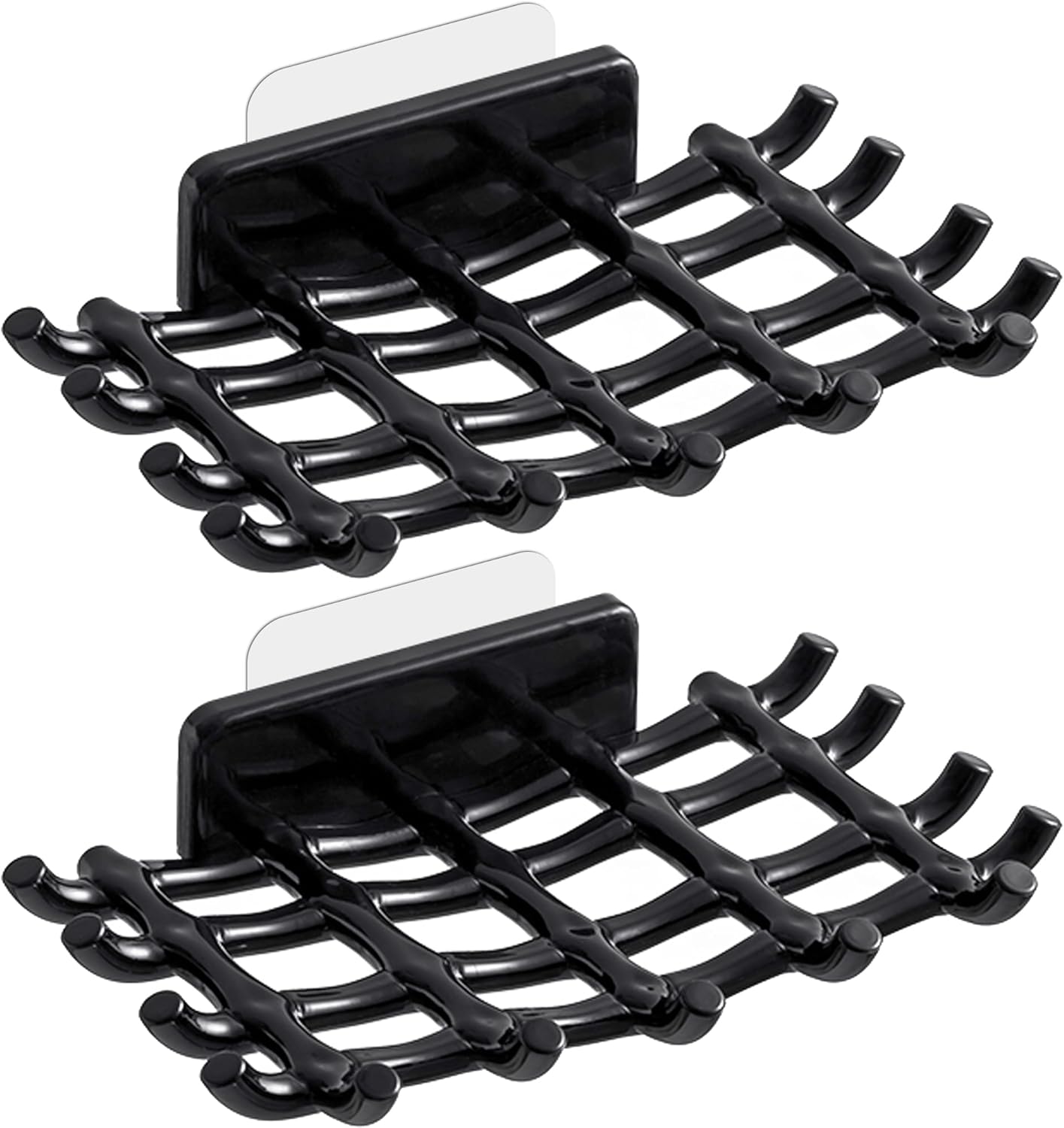 HASSLICKIT Soap Holder with Hooks 2 Pack Black