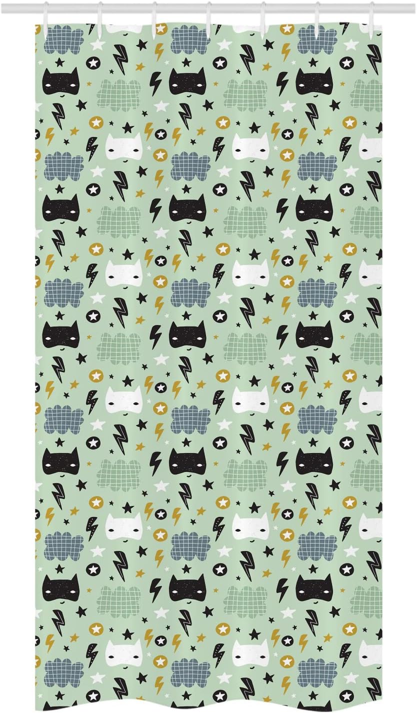 Ambesonne Cartoon Super Hero Stars Clouds Shower Curtain Set
