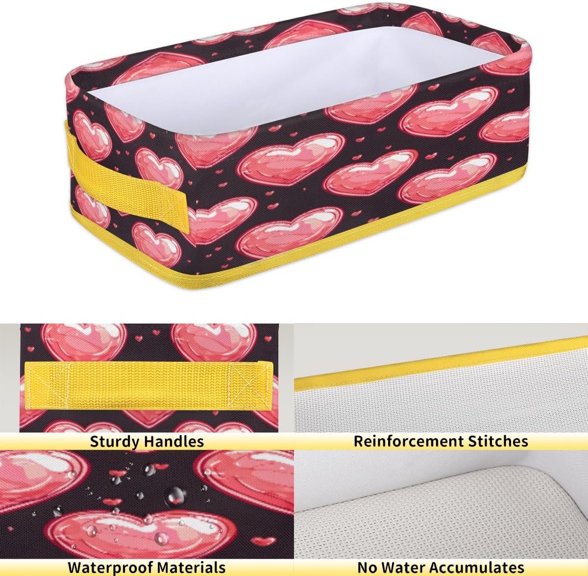 Valentines Heart Toilet Paper Storage Basket with Handle