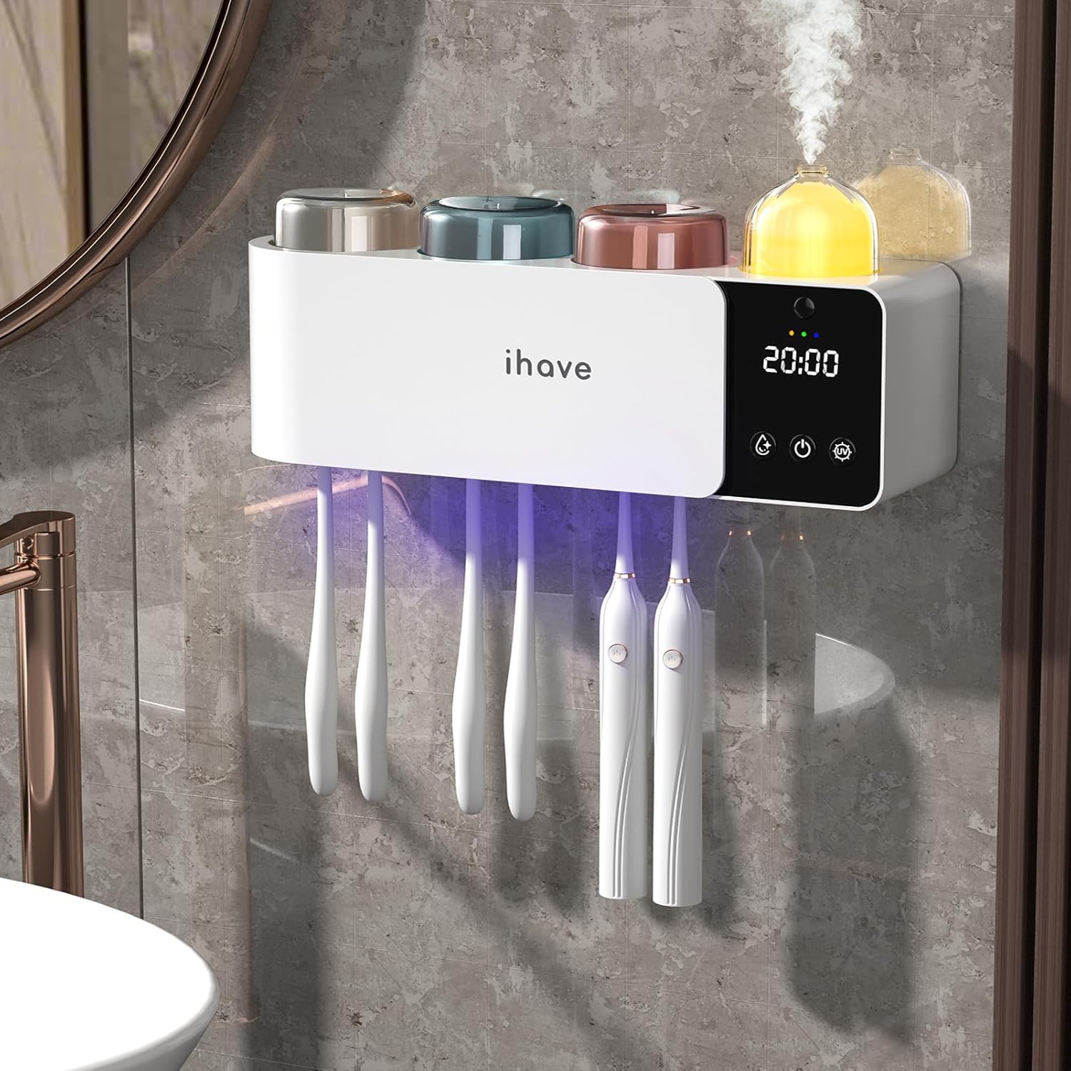 iHave UV Toothbrush Sanitizer and Holder with Aromatherapy and Night Light