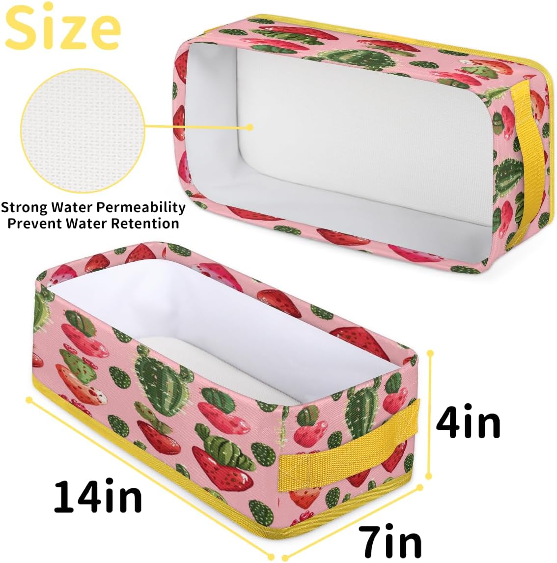 Cactus Valentines Day Toilet Paper Basket for Bathroom Storage