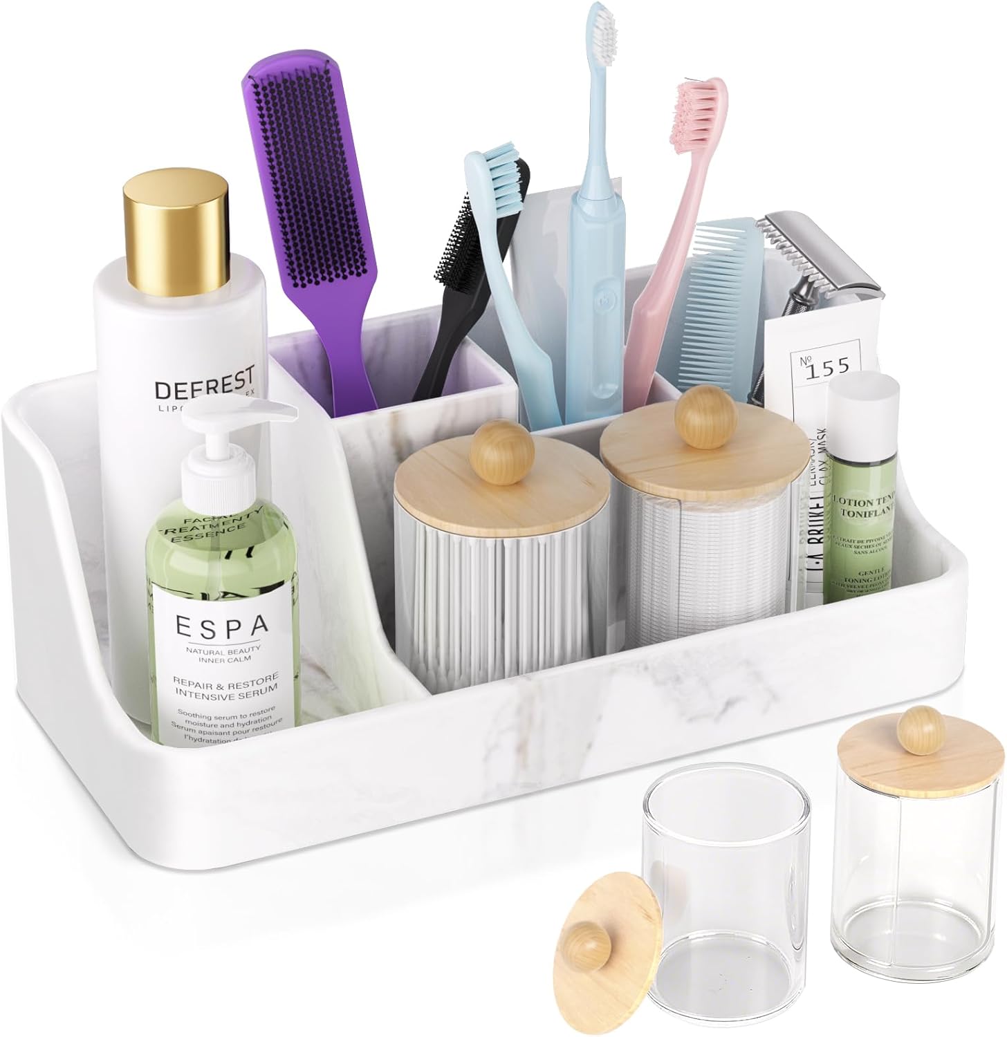 Polinook Marble Bathroom Countertop Organizer