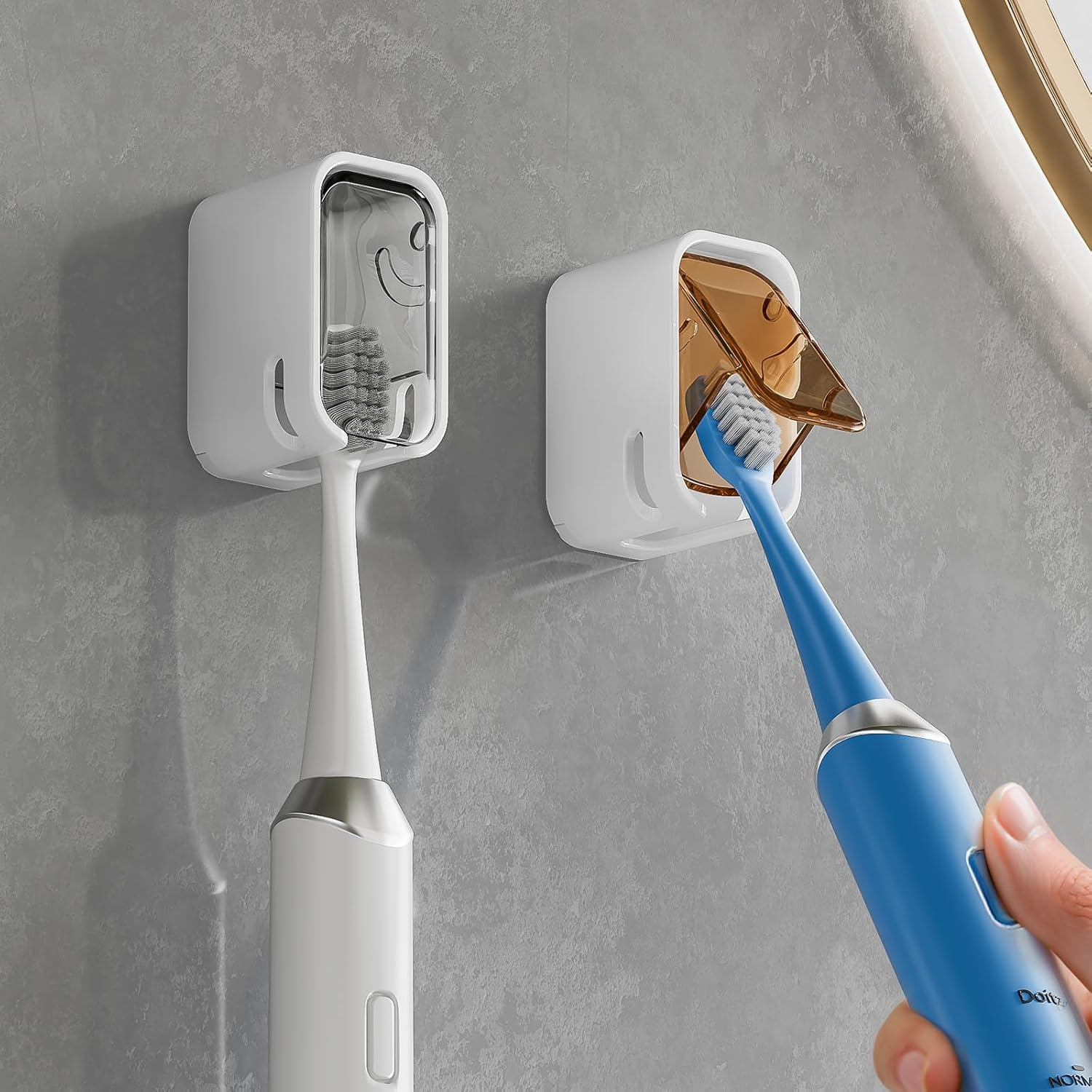 MOPMS Wall Mounted Toothbrush Holder 2PCS