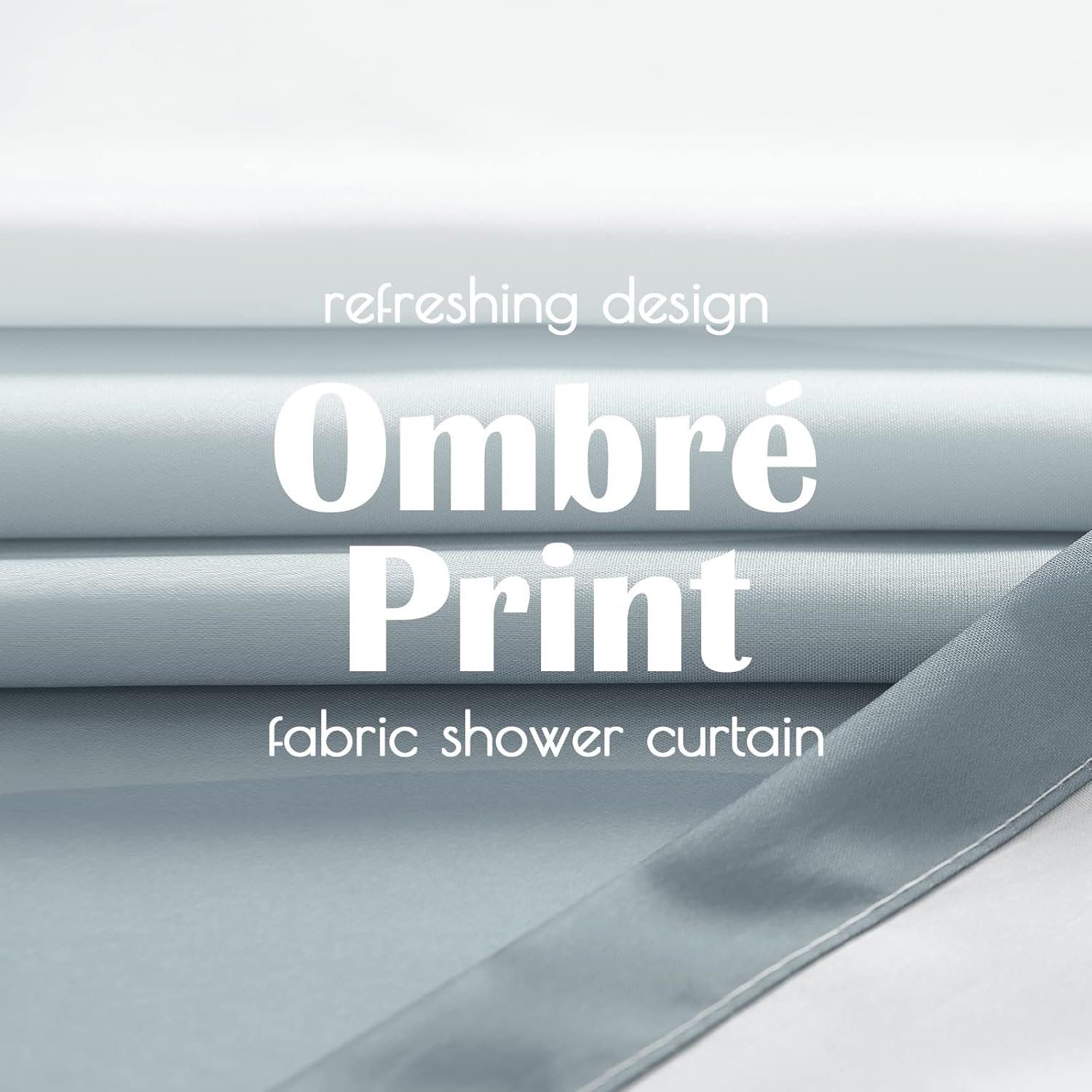 Jinchan Ombre Grey Ocean Wave Shower Curtain with 12 Hooks 70x72 Inches