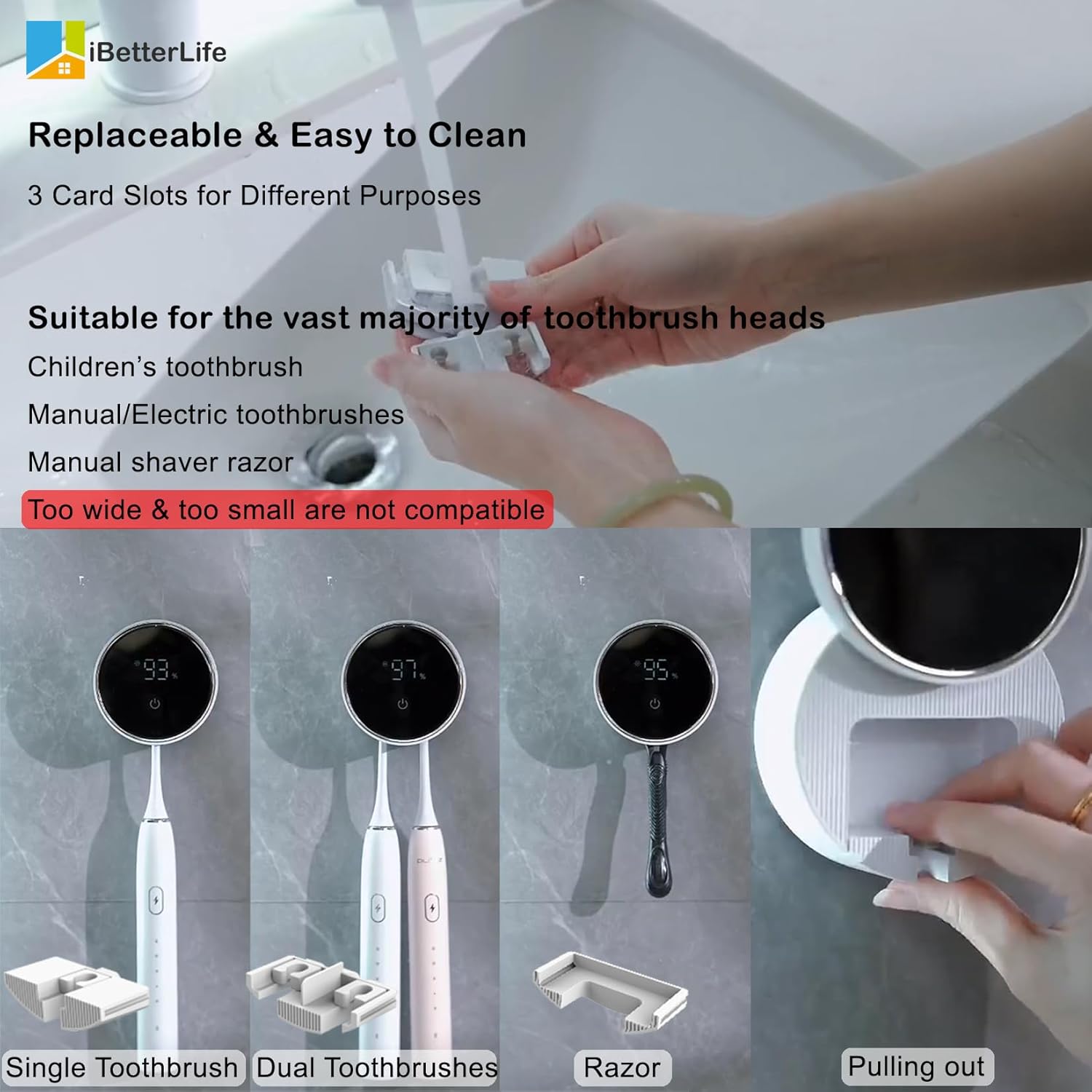 ZEZHOU Toothbrush Cleaner Dryer for Bathroom - Auto Sensor LED Display