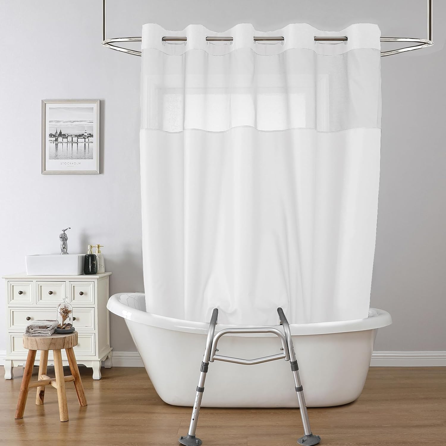 Summout Split Shower Curtain - 72x74 White