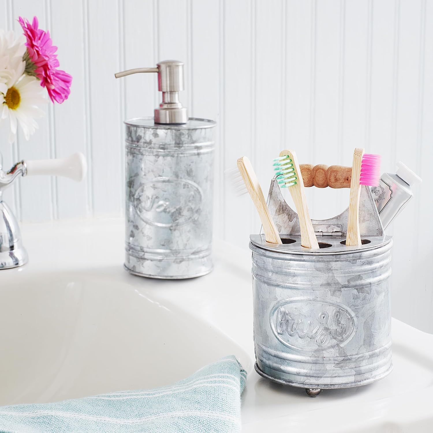 Autumn Alley Galvanized Toothbrush Holder - Farmhouse Style