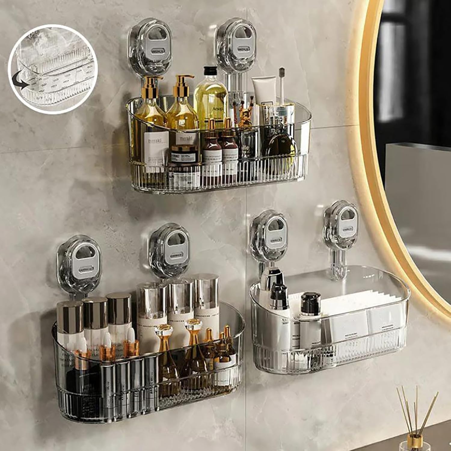 No-Drill Suction Storage Box with Glacier Pattern