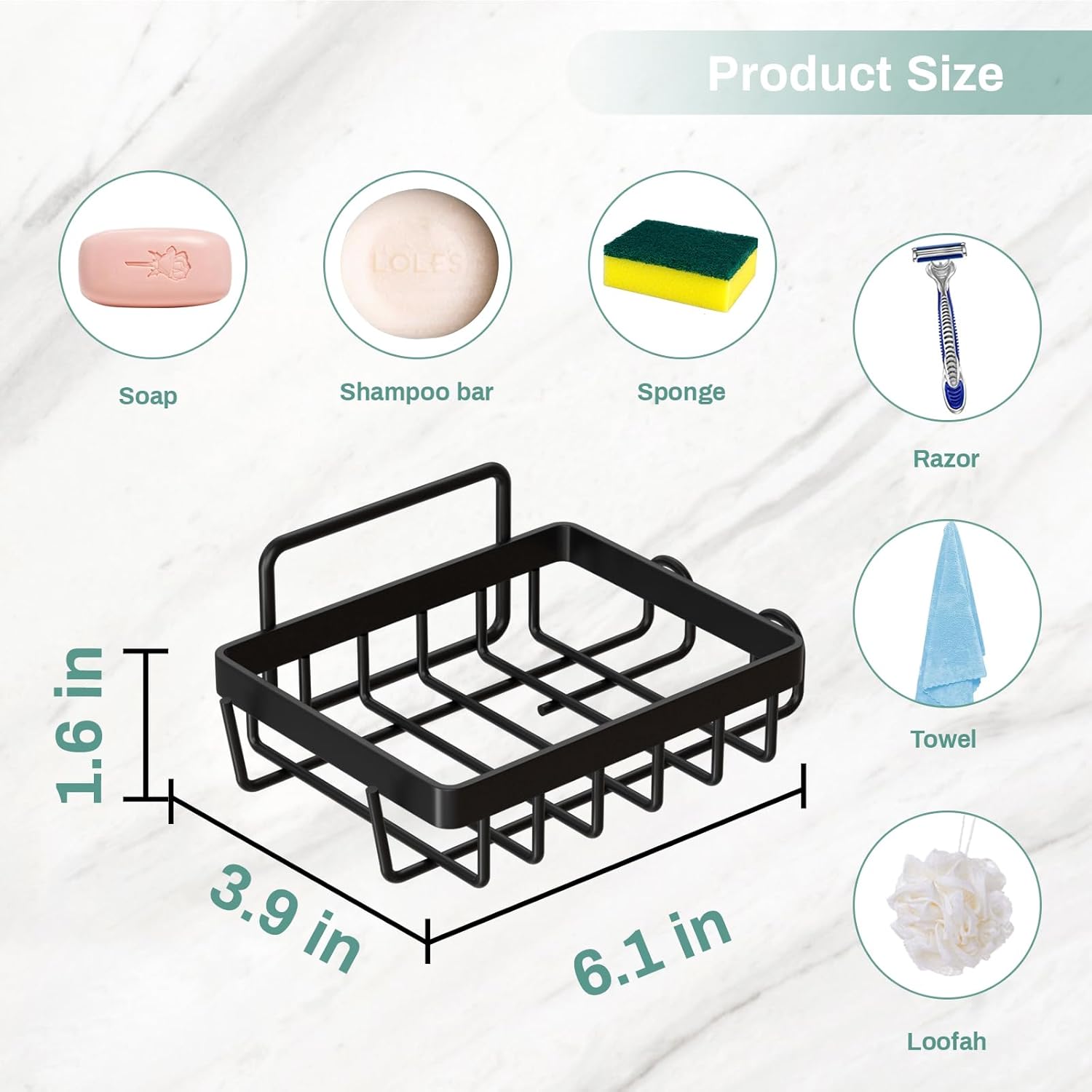 Adhesive Soap Bar Holder with 2 Hooks for Shower Wall 1
