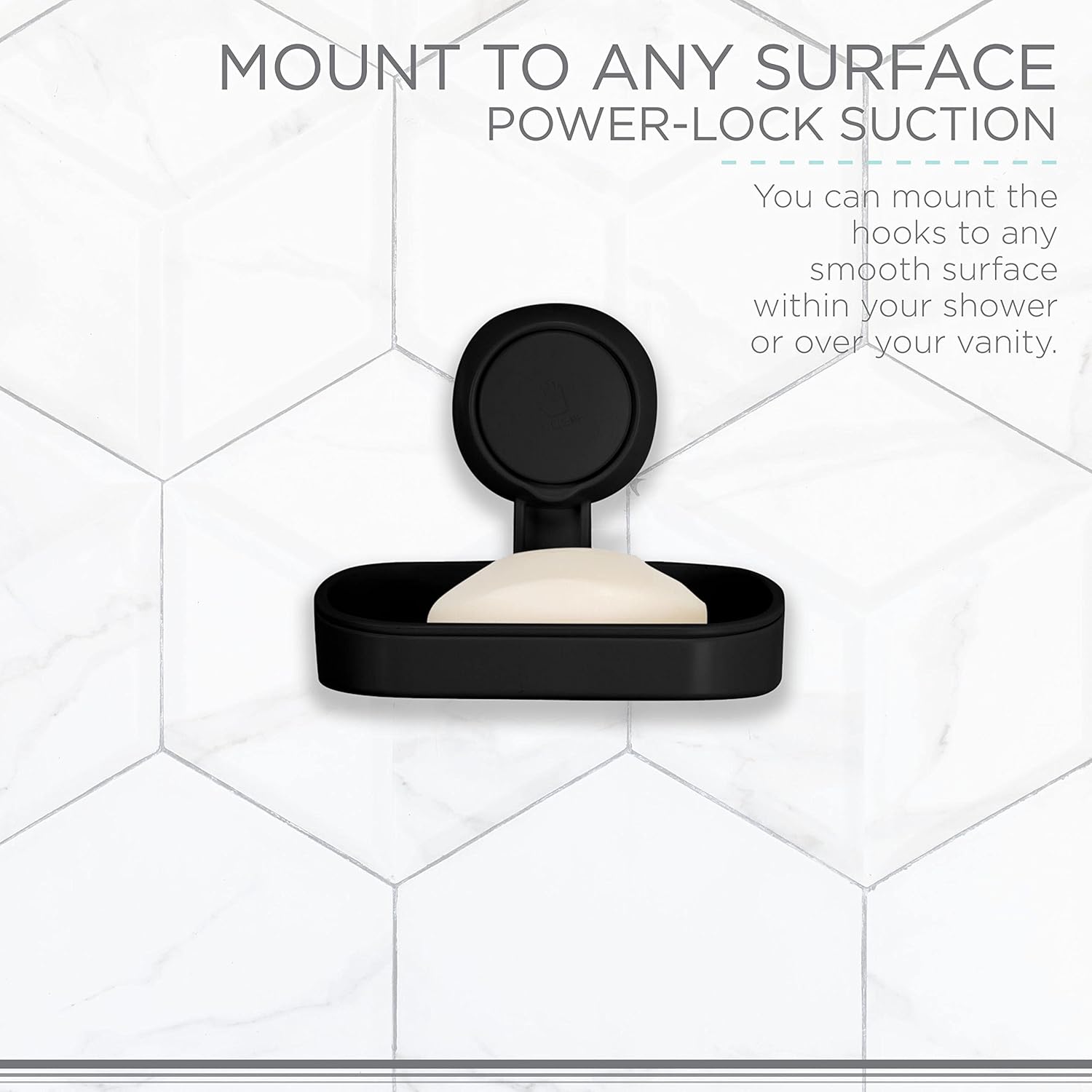 Bath Bliss Matte Black Gel Suction Soap Dish