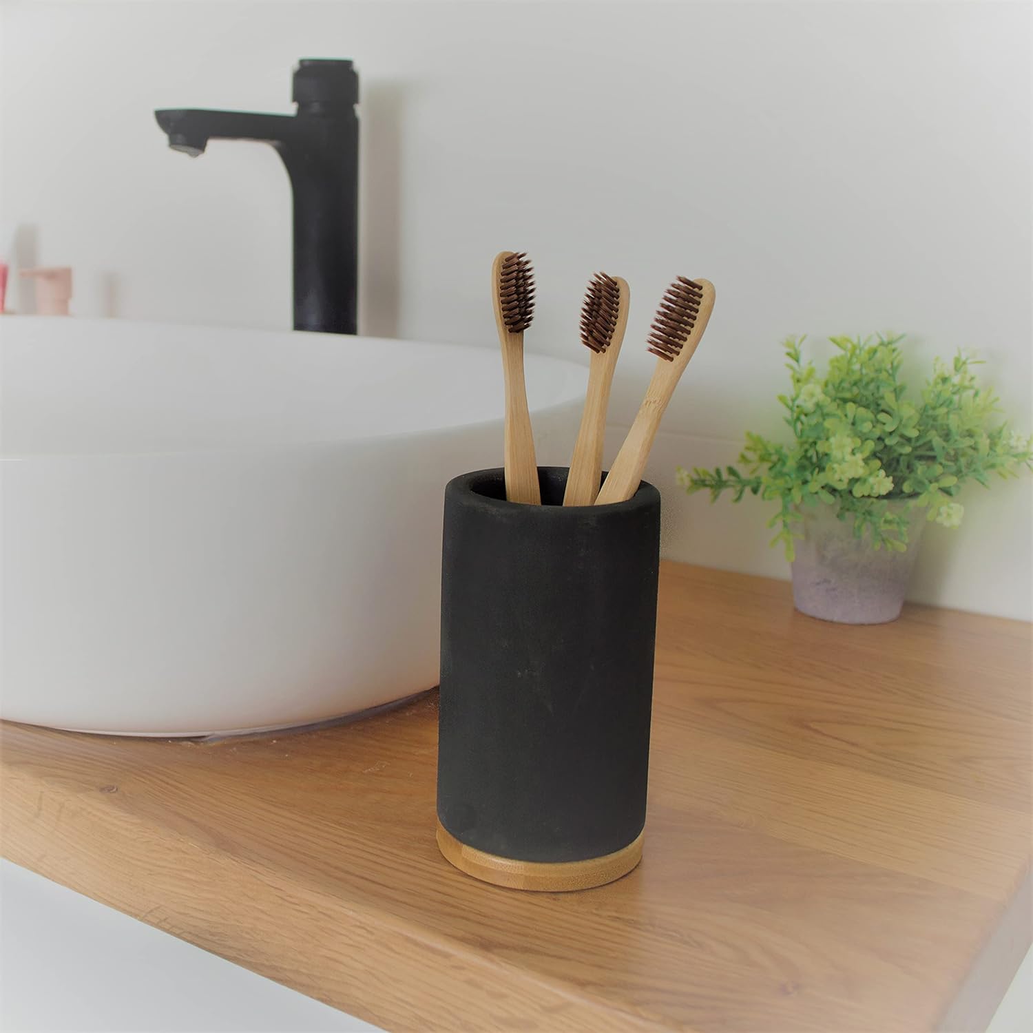 Matani Bamboo Diatomite Toothbrush Holder - Light Grey