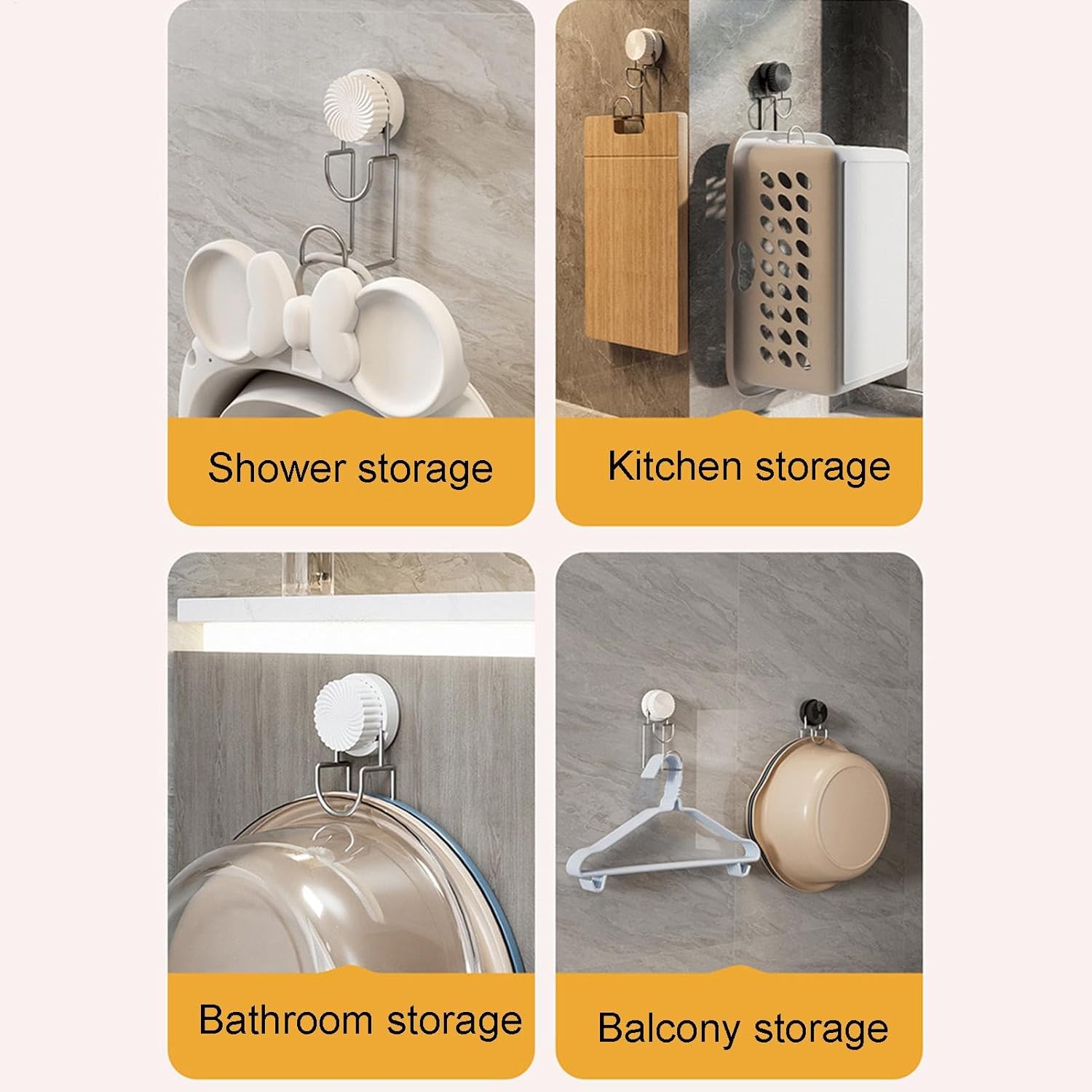 Rotating Suction Cup Shower Hook for Towels and Toiletries