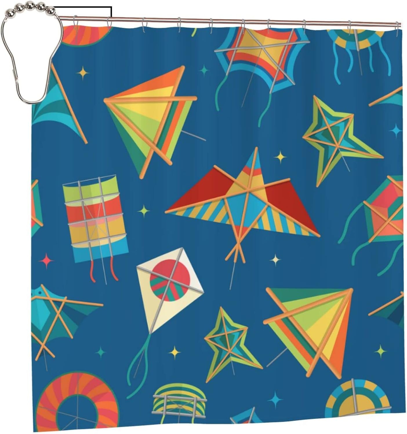Cartoon Paper Kites Fly Shower Curtain 72x72 Inches with Hooks