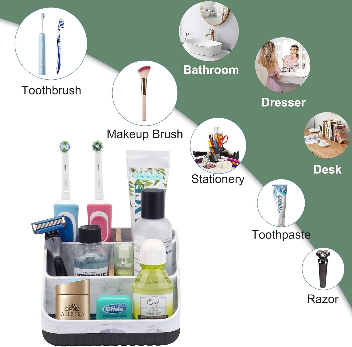 Chintu 6 Slots Toothbrush Holder Black