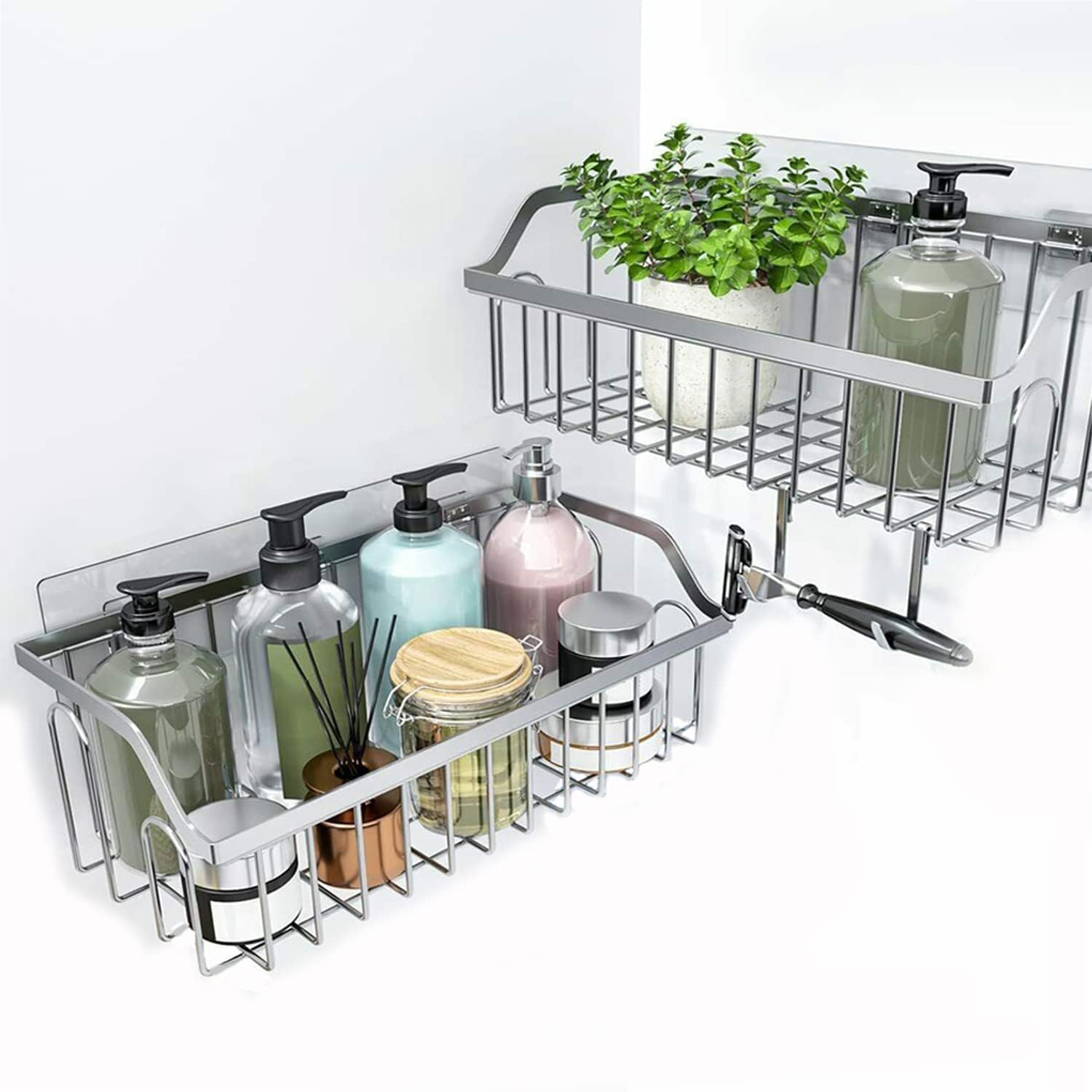 8 Pcs Corner Shower Caddy Adhesive Hooks 1
