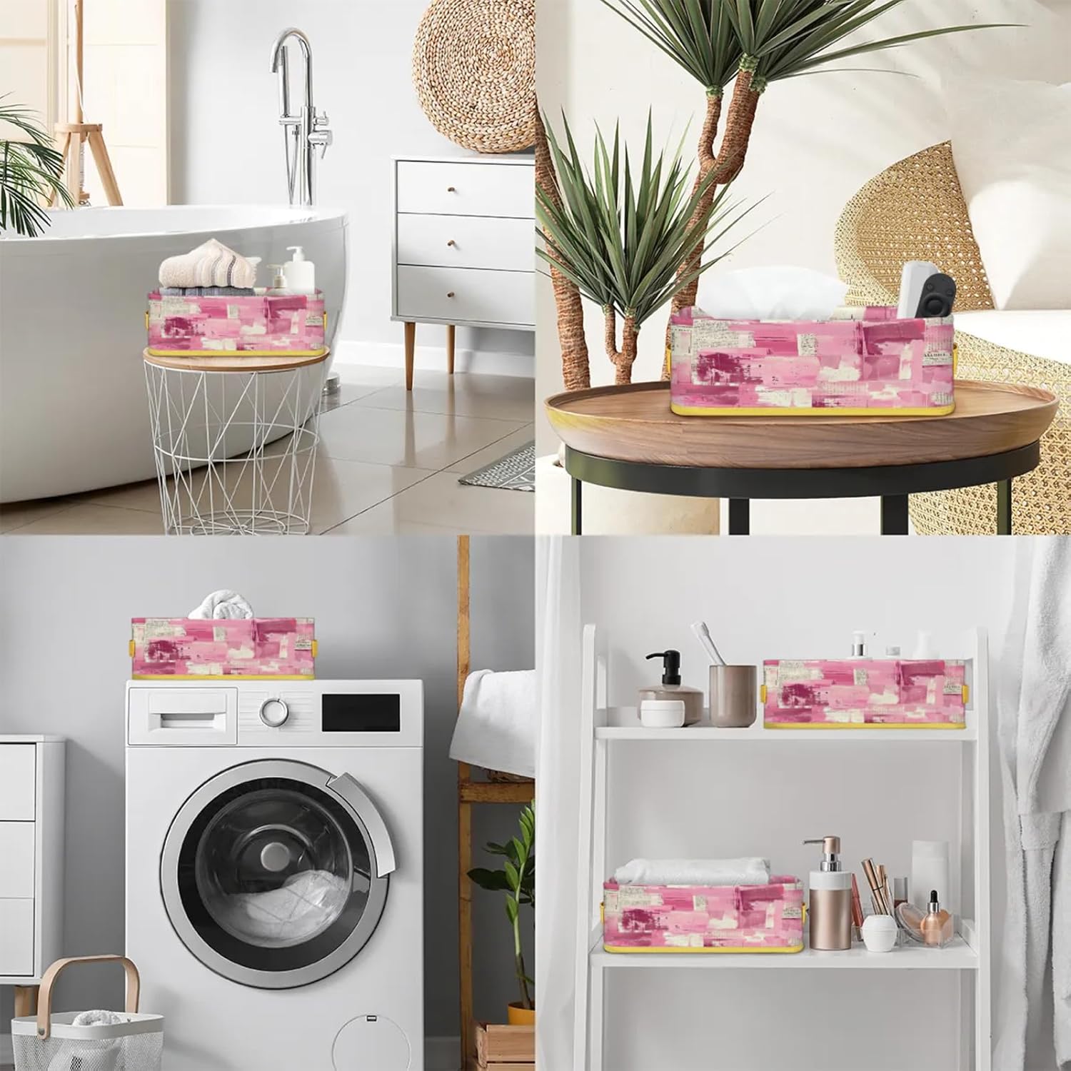 Geometric Toilet Paper Basket with Handles and Carry