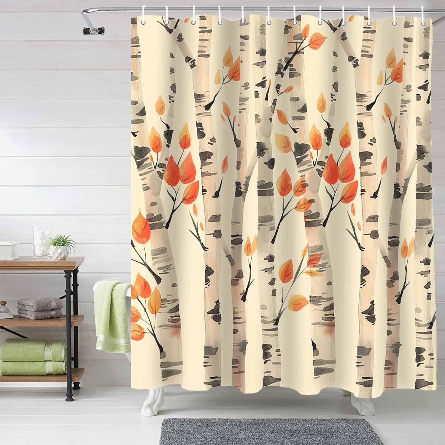 72 Inch Forest Watercolor Shower Curtain Set