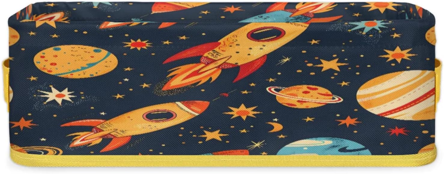 Space Planet Rockets Toilet Paper Basket with Handles 1
