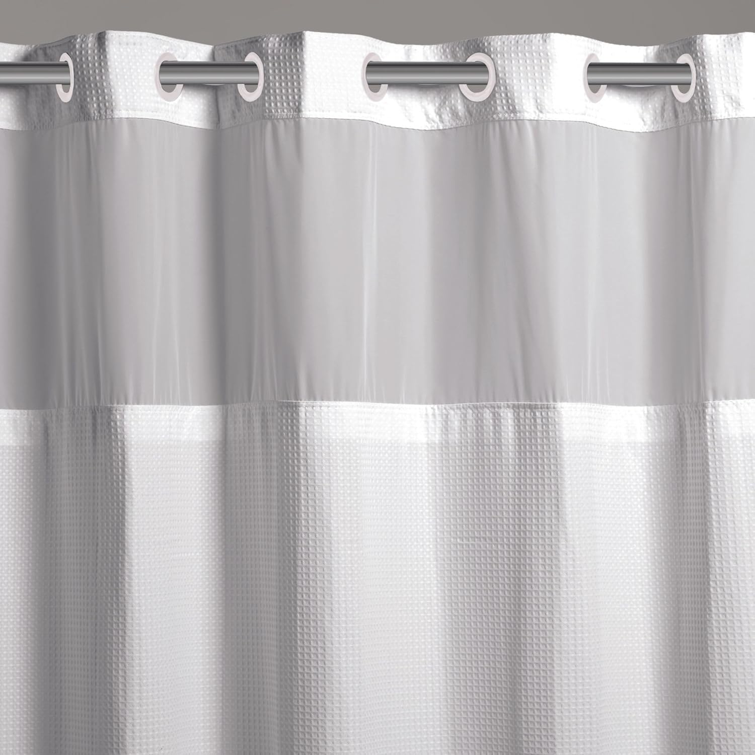 Hookless Hampton Bay 71 in Microfiber White Shower Curtain Set