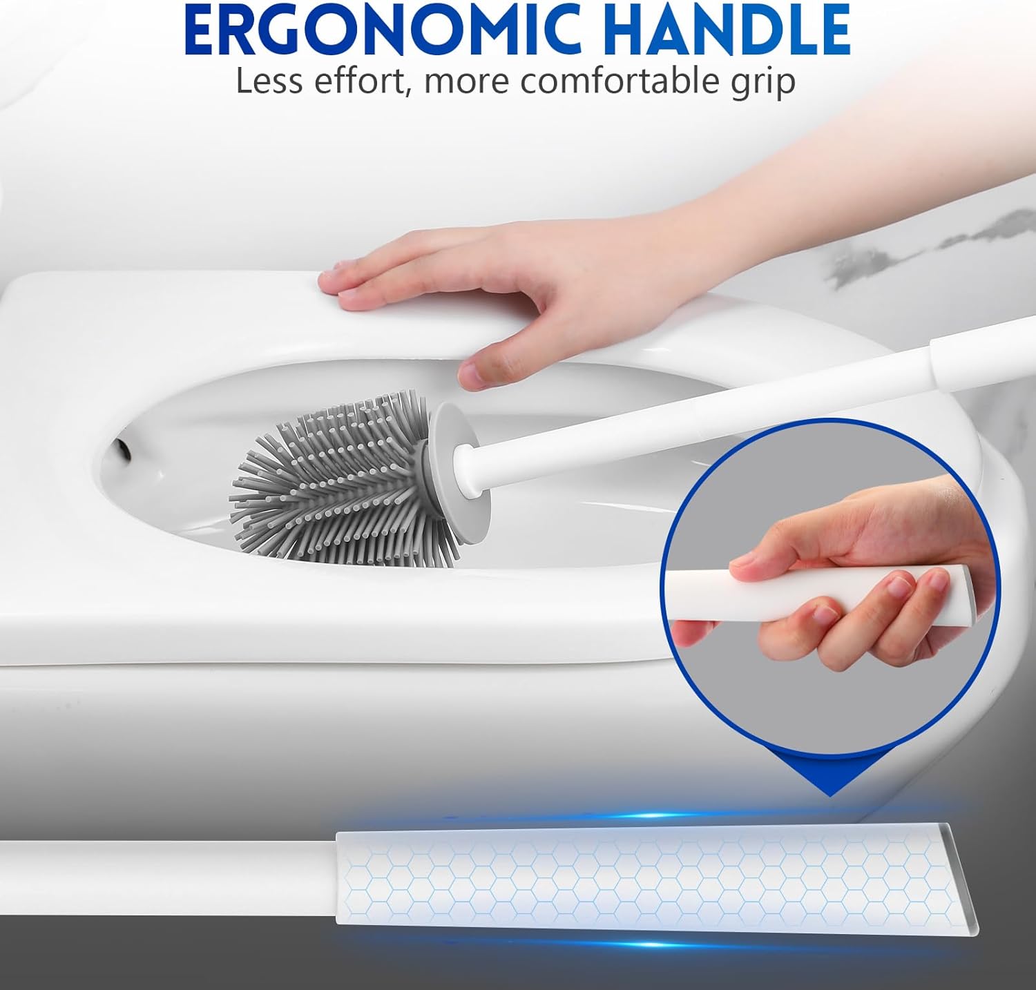 Y-in Hand Toilet Brush and Holder Set - Durable Drip-Proof Compact