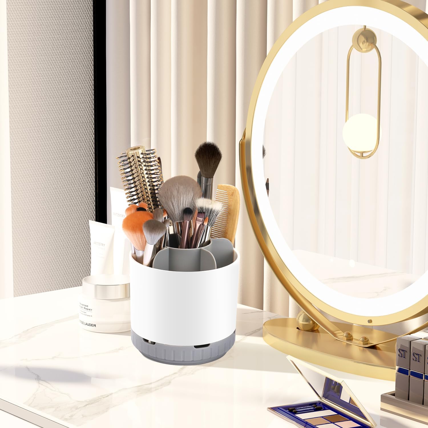 GFWARE 6-Slot Rotating Toothbrush Holder for Bathroom Countertop Storage