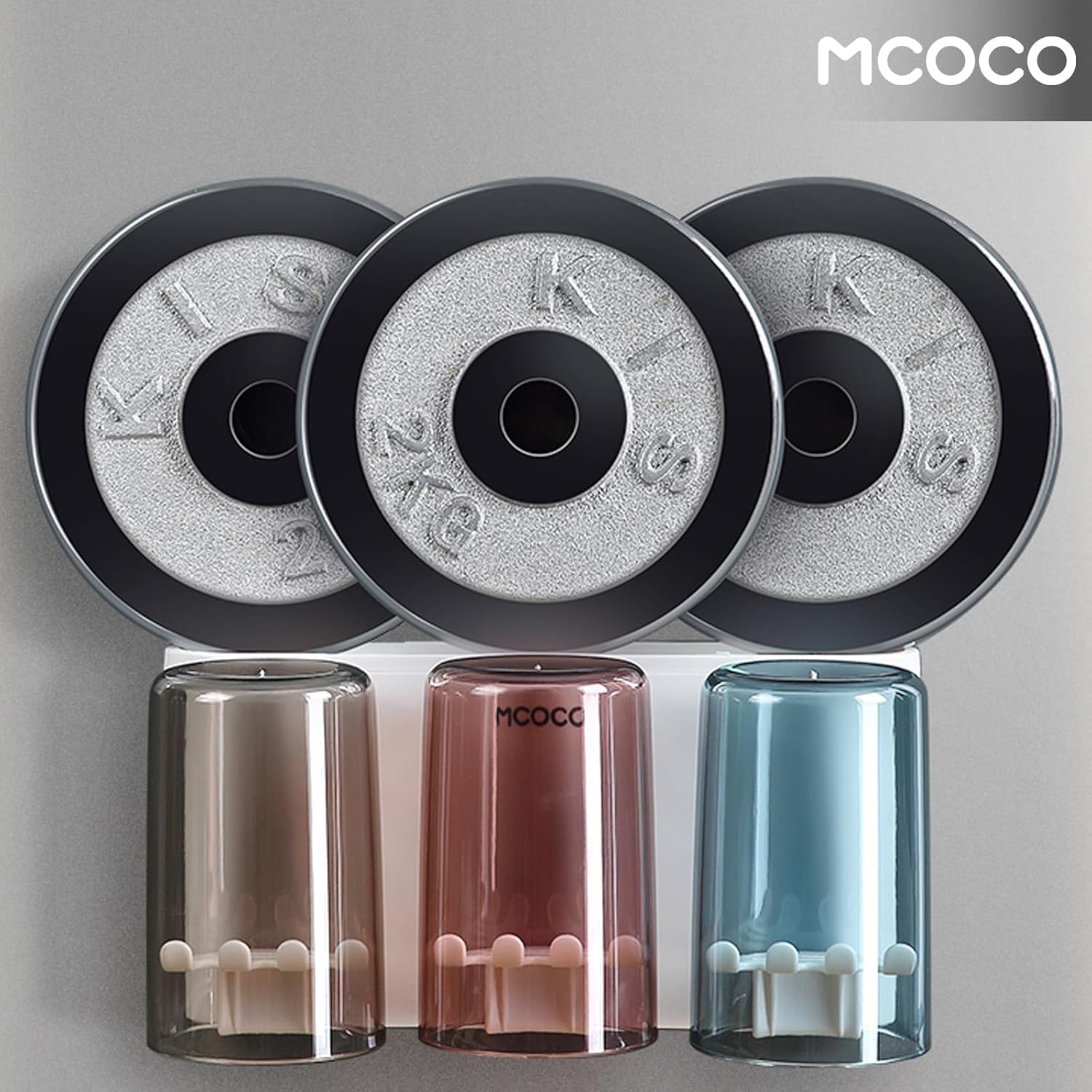 MCOCO Wall Mounted Toothbrush Holder with 2 Cups and 4 Slots