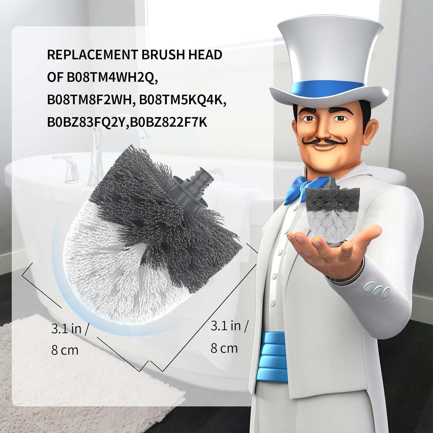 MRSIGA Premium Toilet Brush Replacement Head 2 Pack