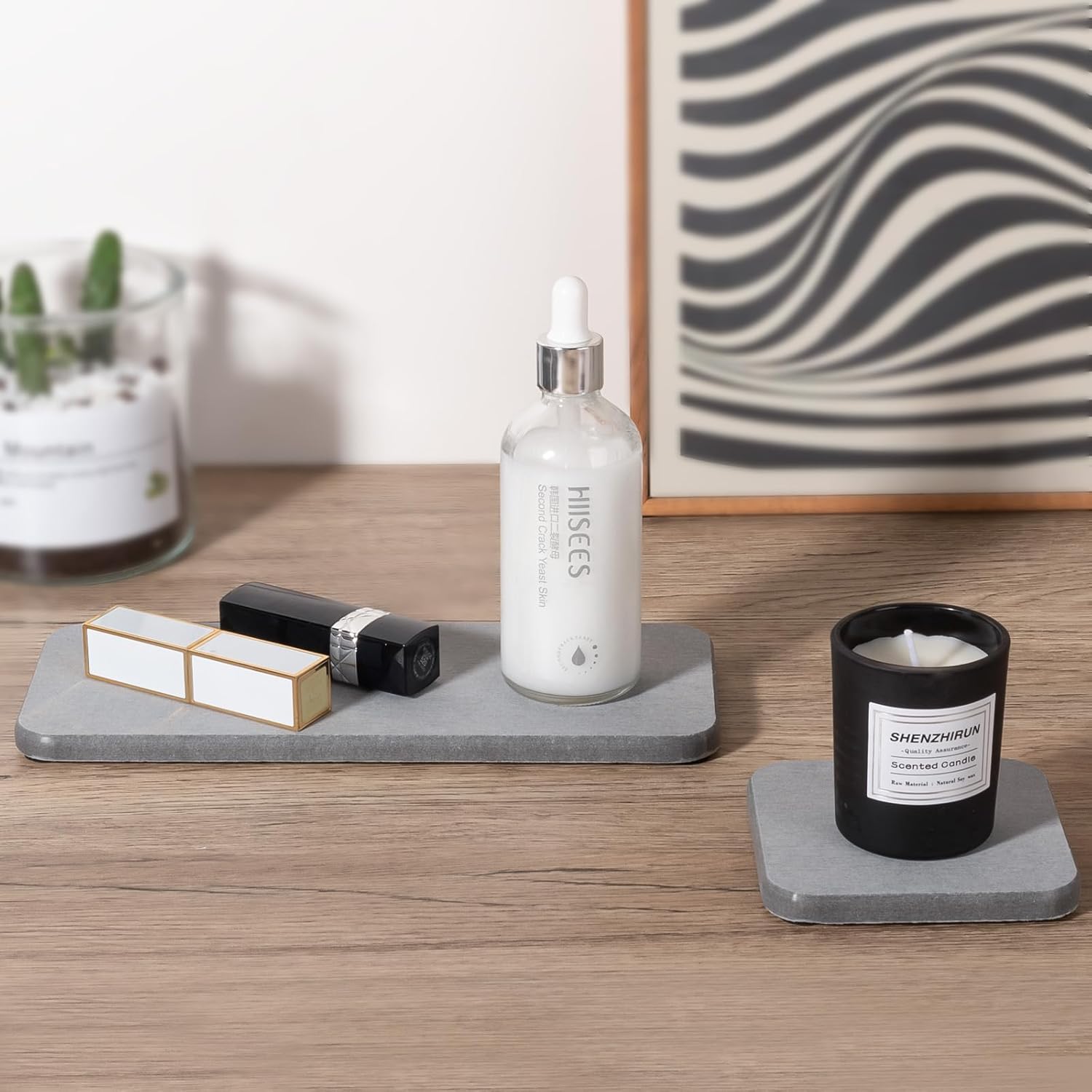 Heagoale Water Absorbing Stone Tray - Light Grey 1