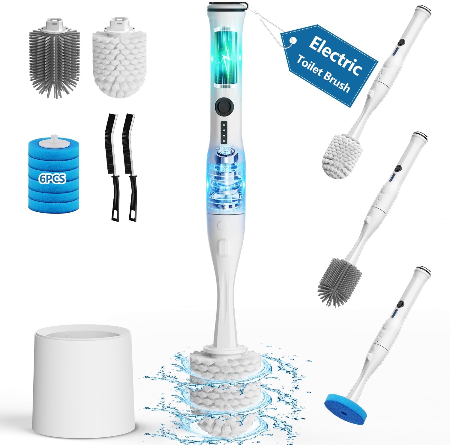 Leebein 8-in-1 Electric Toilet Brush Set with 6 Refills 1