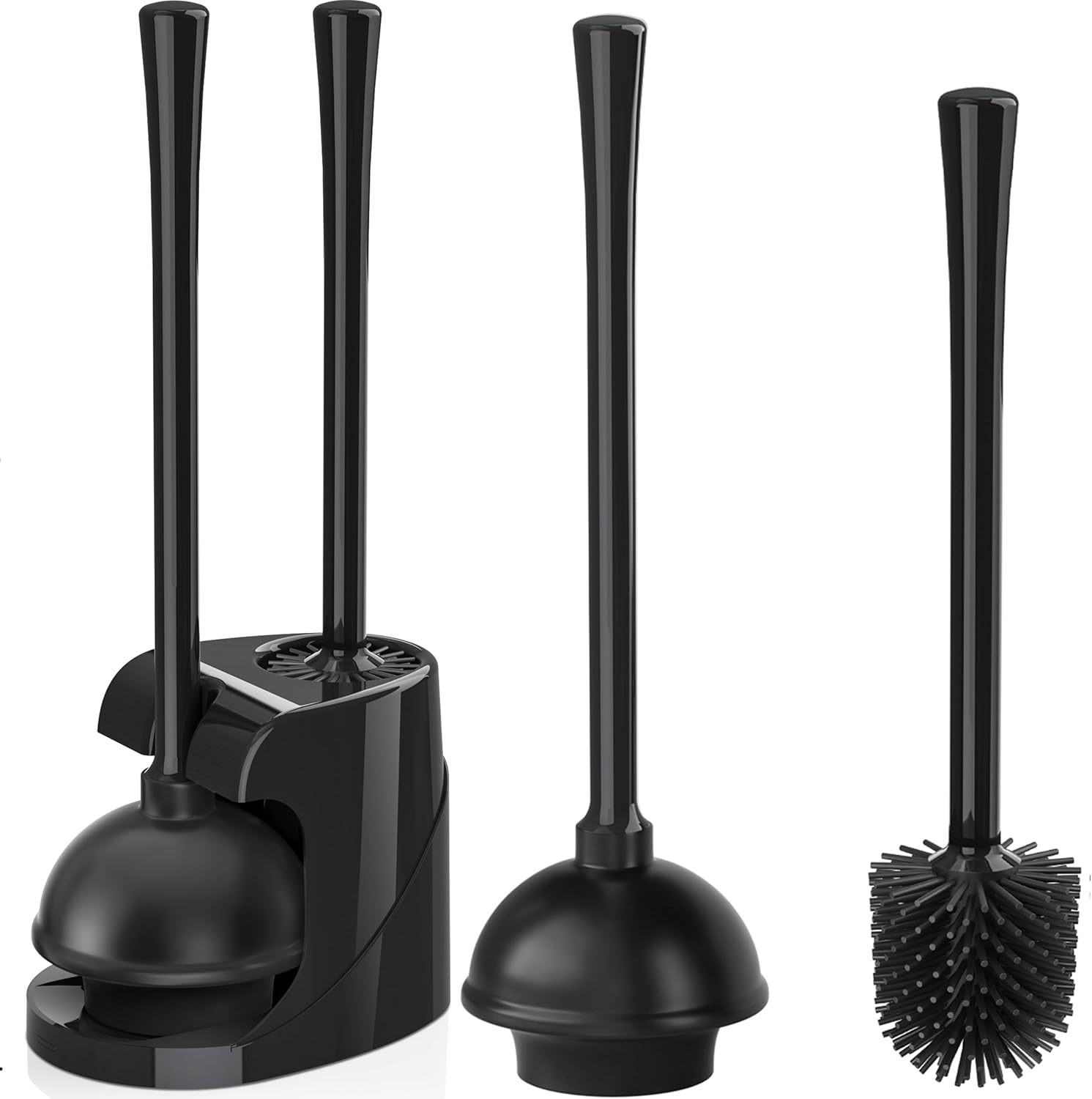 Trenti Toilet Plunger and Brush Set with Caddy Stand